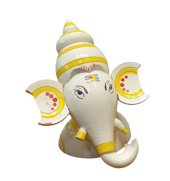 Elegant Handcrafted Ganesha Idol - White & Yellow Decor