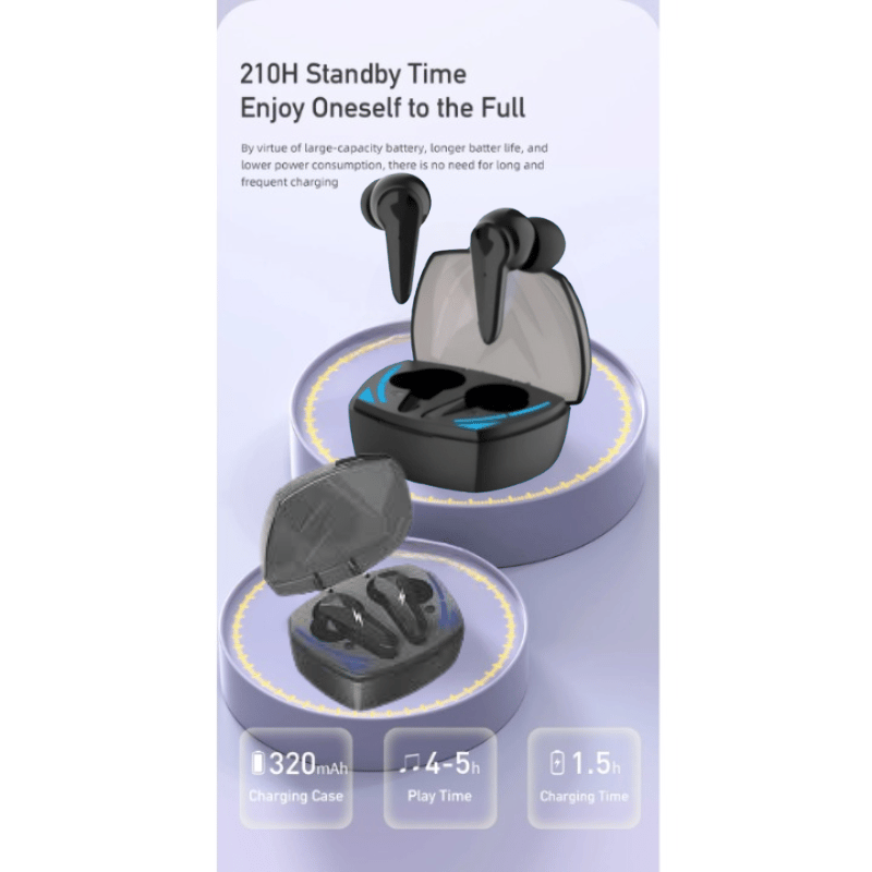 GM 10 Wireless Earbuds with 210H Standby Time and 320mAh Charging Case