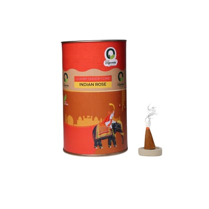 Prime Orgoveda Indian Rose Dhoop Cones | 100% Natural Handcrafted, Long-Lasting Incense Cones (Pack of 40 Cones)