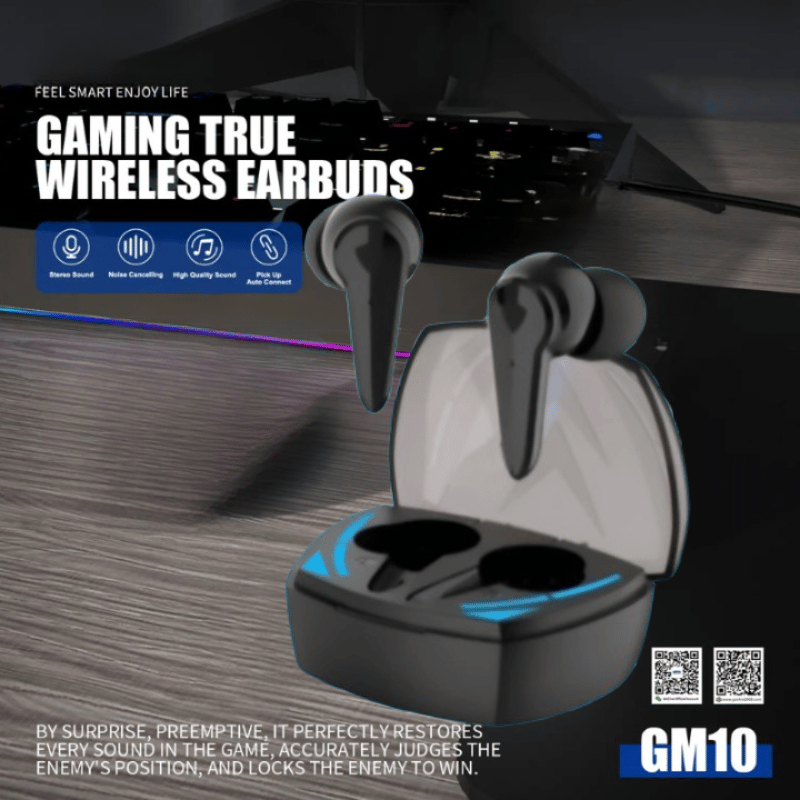 GM10 Gaming True Wireless Earbuds with Stereo Sound & Noise Cancelling