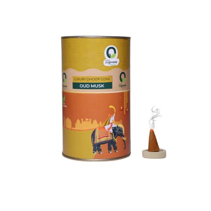 Prime Orgoveda Oud Musk Dhoop Cones | 100% Natural Handcrafted, Long-Lasting Incense Cones (Pack of 40 Cones)
