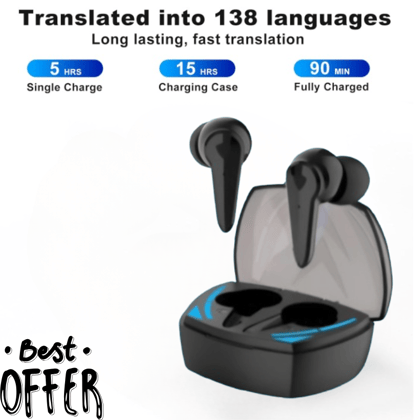 GM 10 Wireless Earbuds with Real-time 138 Language Translation & Long Battery Life