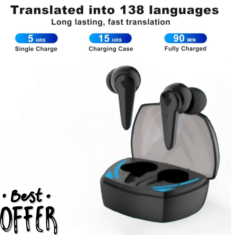 GM 10 Wireless Earbuds with Real-time 138 Language Translation & Long Battery Life