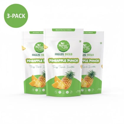 NaturDry Family Pack Freeze-Dried Pineapple | Healthy Fruit Snack, Antioxidant Rich, No Added Sugar | 20g - Pack of 3