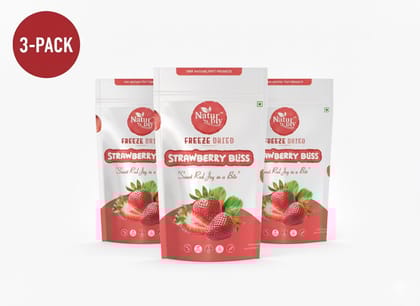 NaturDry Family Pack Freeze-Dried Strawberries | Healthy Fruit Snack, No Added Sugar | 12g - Pack of 3