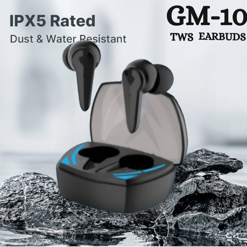 GM-10 TWS Earbuds - IPX5 Dust & Water Resistant True Wireless Bluetooth Headphones