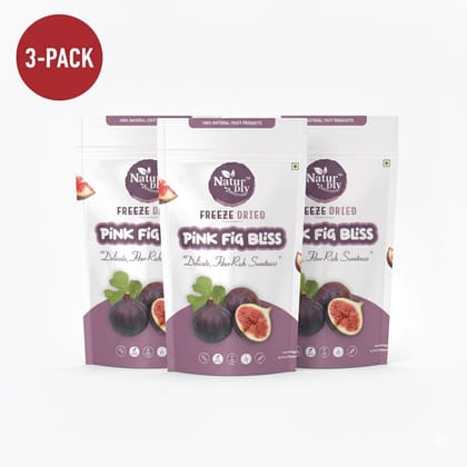 NaturDry Family Pack Freeze-Dried Pink Fig Bliss | Healthy Fruit Snack, No Added Sugar | 20g - Pack of 3