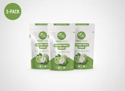 NaturDry Family Pack Freeze-Dried Custard Apple Cream | Healthy Fruit Snack, No Added Sugar | 18g - Pack of 3