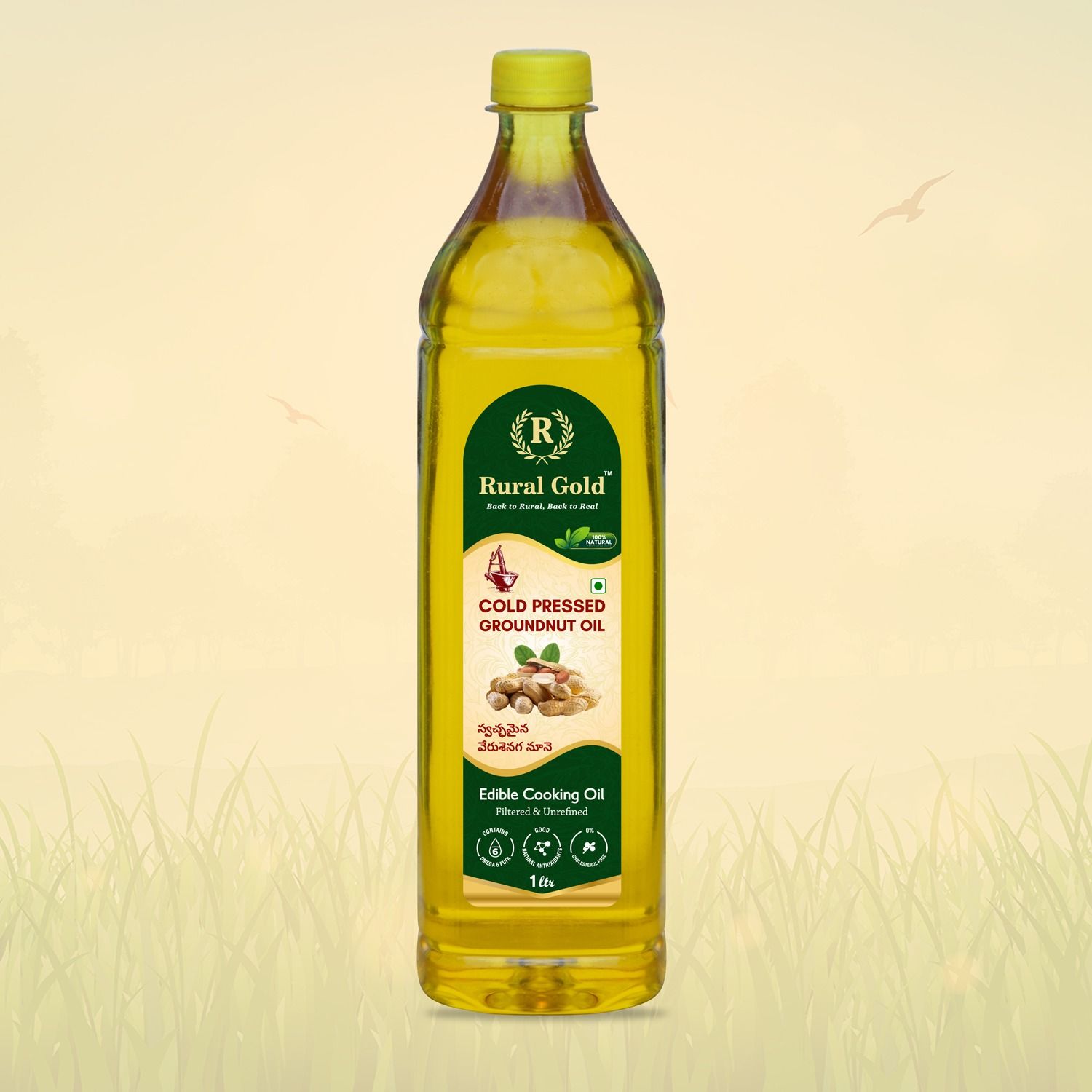  100% Pure Cold Pressed Groundnut Oil - 1 LTR