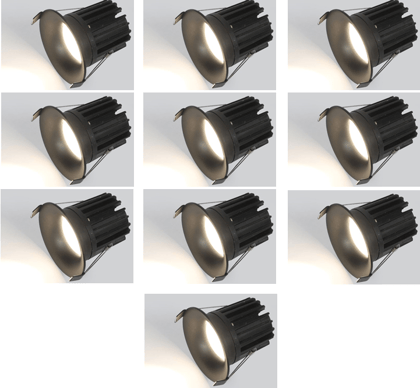 Trimless Cob recessed led light | 12watt | Body Color - Black |  Collor less / Trimless fixture | Natural White - 4000k | Packed of 10 pcs | Indoor use only Rooms, Bathrooms, Office etc.