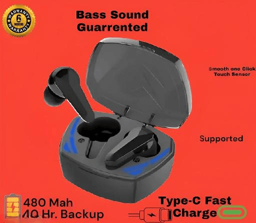 GM 10 Wireless Earbuds with Bass Sound, Touch Control & 40-Hr Battery - Type-C Fast Charge