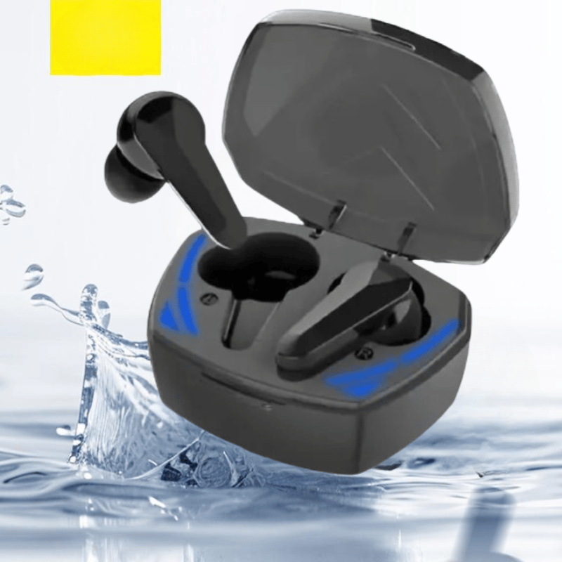 GM 10 Black Wireless Gaming Earbuds with Portable Charging Case & Water Resistance