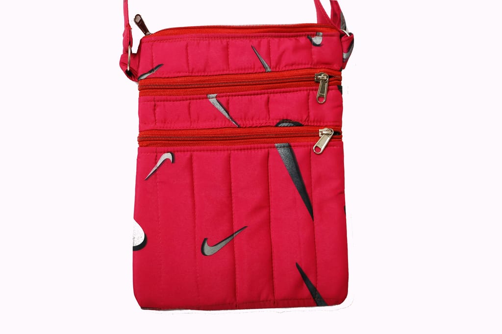 Stylish Nike Patterned Red Sling Bag with Multi-Compartments