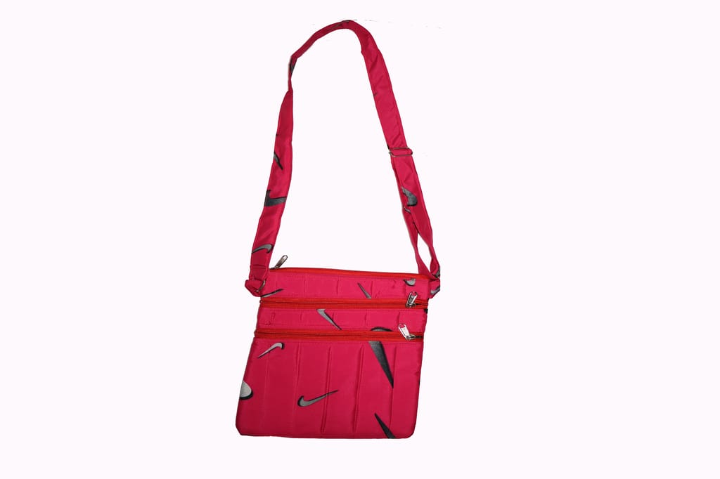 Stylish Nike Patterned Red Sling Bag with Multi-Compartments
