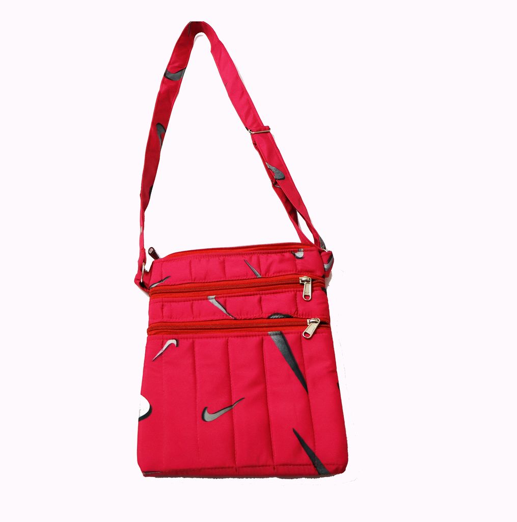 Stylish Nike Patterned Red Sling Bag with Multi-Compartments