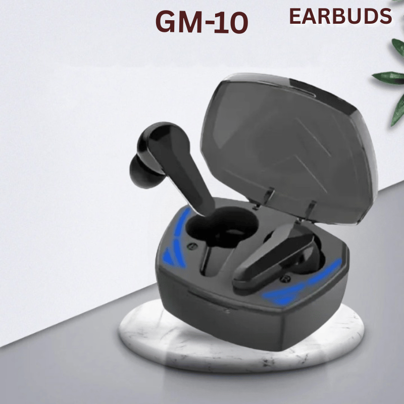 GM-10 Wireless Gaming Earbuds with Charging Case - Black