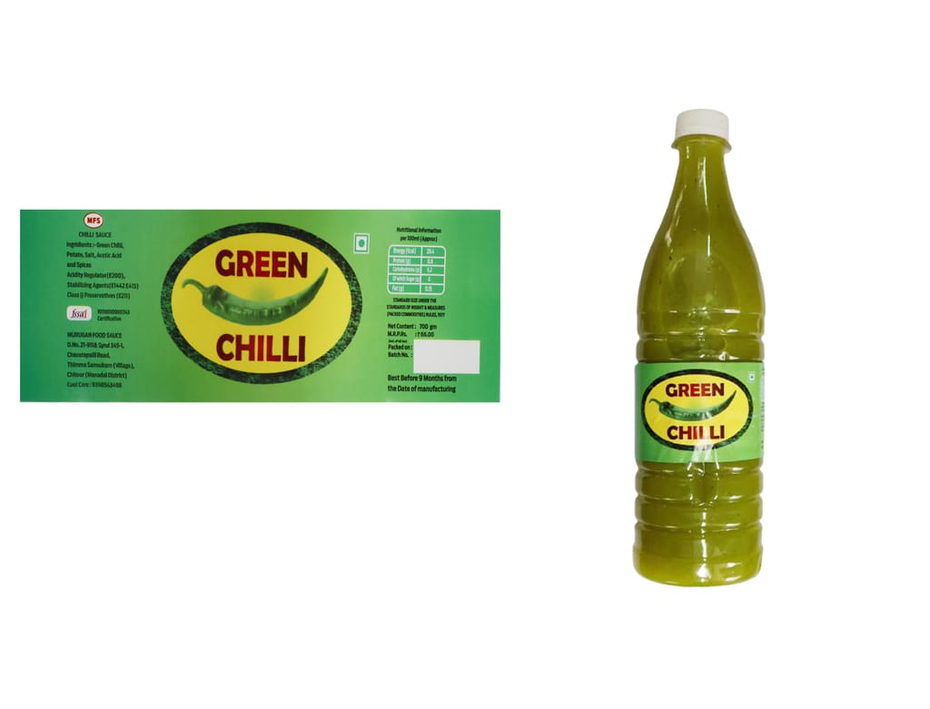 Authentic Green Chilli Hot Sauce Bottle