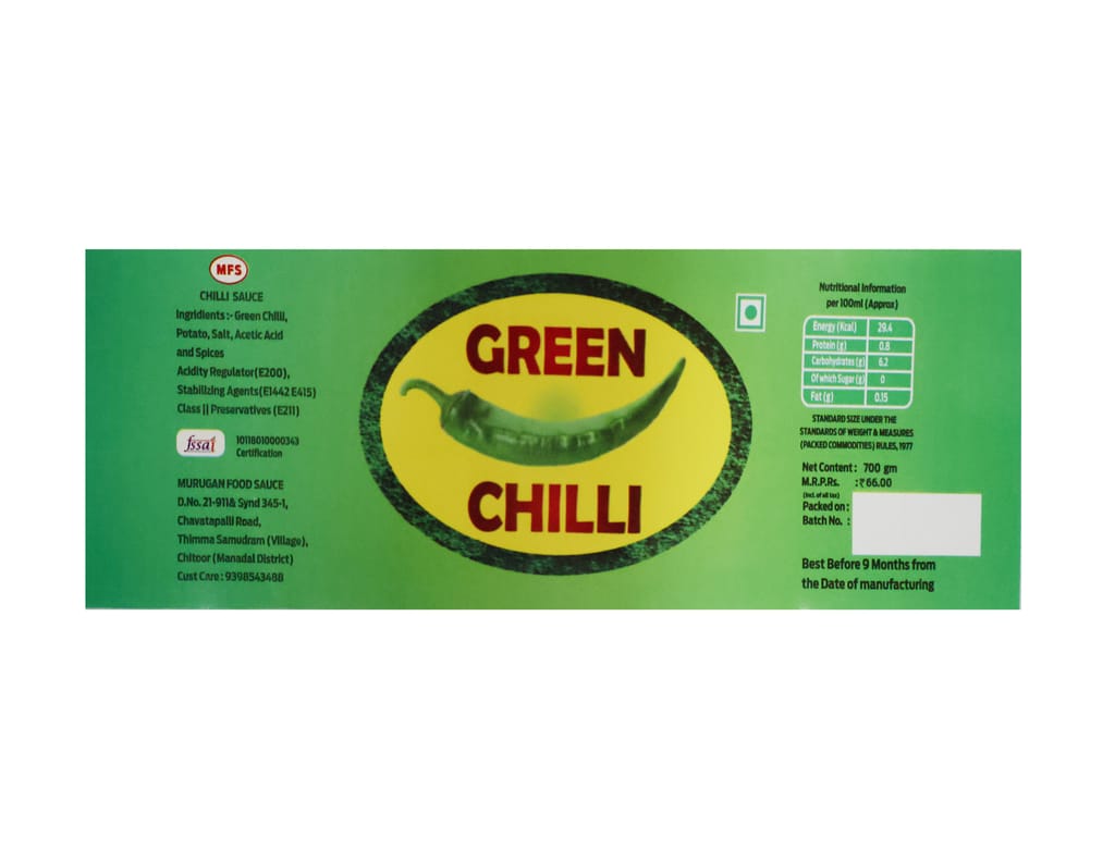 Authentic Green Chilli Hot Sauce Bottle