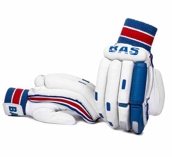 VR3 International | Faux Leather BAS Cricket Batting Gloves - Lightweight, Comfortable & Durable Hand Protection for Maximum Grip, Breathable, Anti-Slip Design, Enhanced Flexibility, White