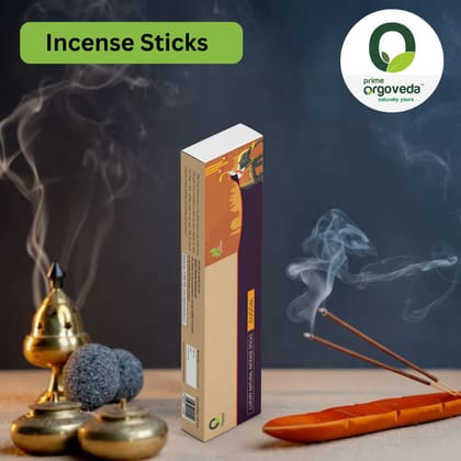 Prime Orgoveda Guggal Incense Sticks | 100% Natural Charcoal-Free Agarbatti | Long-Lasting Guggal Aroma for Prayer, Pooja & Meditation (Pack of 50 Sticks)