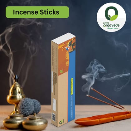 Prime Orgoveda Indian Jasmine Incense Sticks | 100% Natural Charcoal-Free Agarbatti | Long-Lasting Jasmine Aroma for Prayer, Pooja & Meditation (Pack of 50 Sticks)