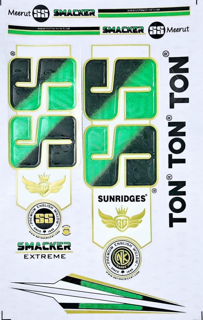 VR3 INTERNATIONAL | 3D DIGITAL SMCKR Edition | English Willow | Digital Embossed Cricket Bat Sticker | Green