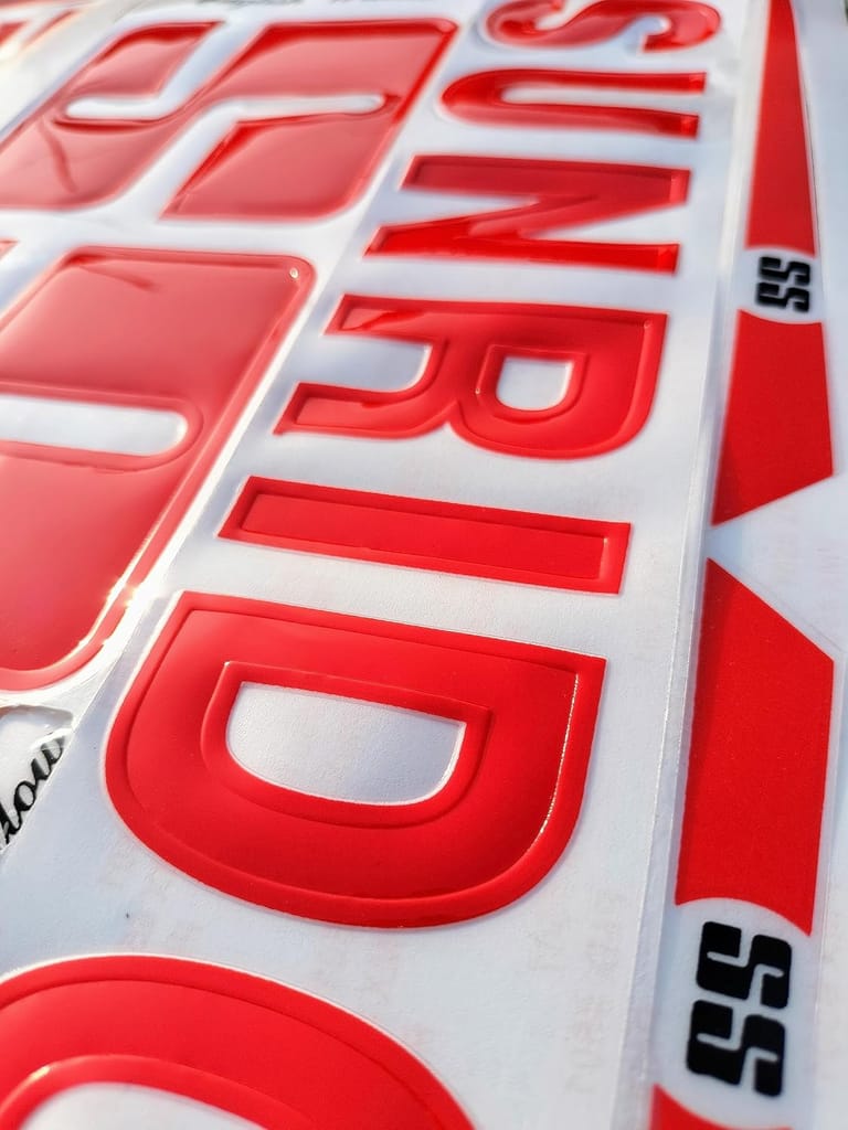 VR3 INTERNATIONAL | 3D Vintage Edition | English Willow | Embossed Cricket Bat Sticker Red