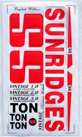 VR3 INTERNATIONAL | 3D Vintage Edition | English Willow | Embossed Cricket Bat Sticker Red