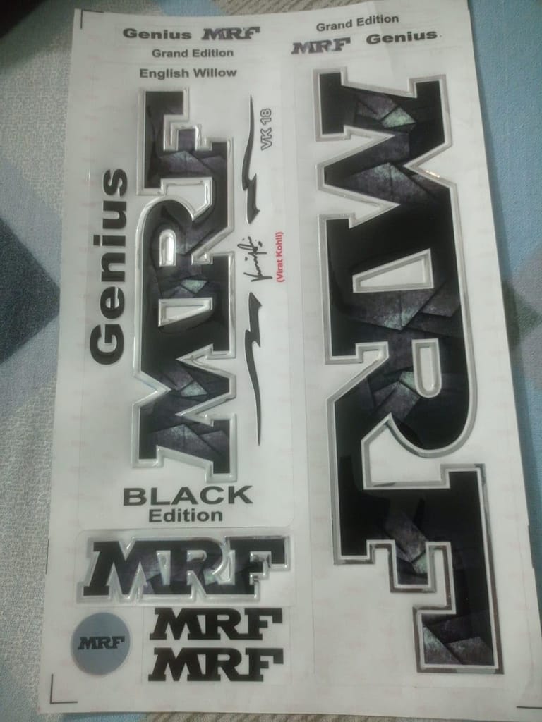 VR3 INTERNATIONAL | MRF DIGITAL 3D Embossed Bat Sticker  (Black)