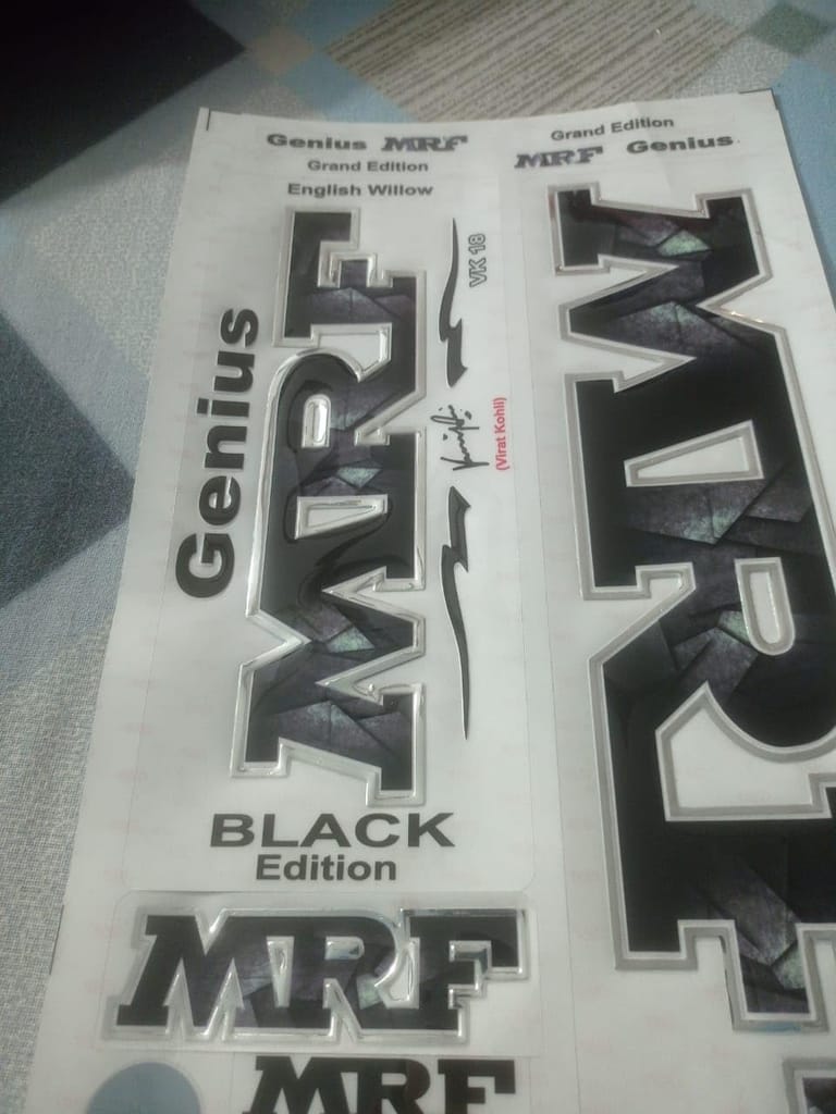 VR3 INTERNATIONAL | MRF DIGITAL 3D Embossed Bat Sticker  (Black)