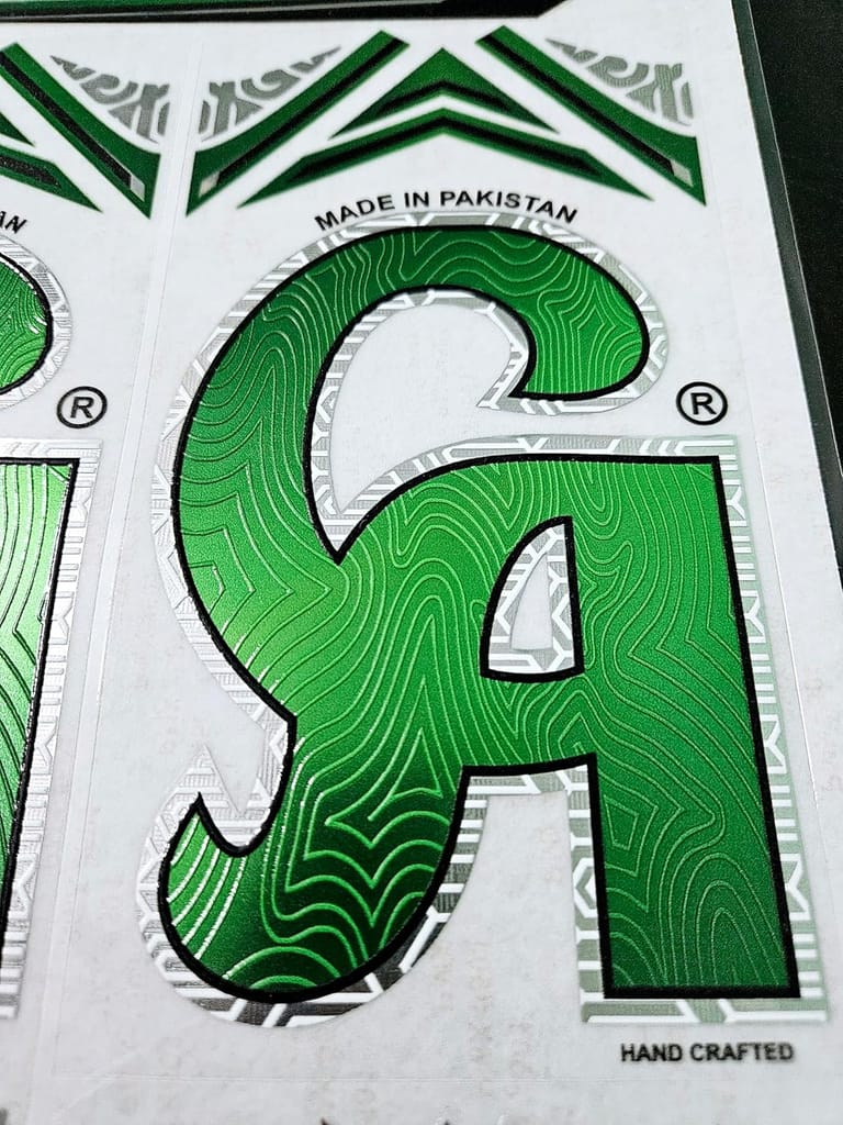 VR3 INTERNATIONAL | Cricket Bat Sticker | 3D Digital Embossed CA Babar Azam Edition | English Willow | Green