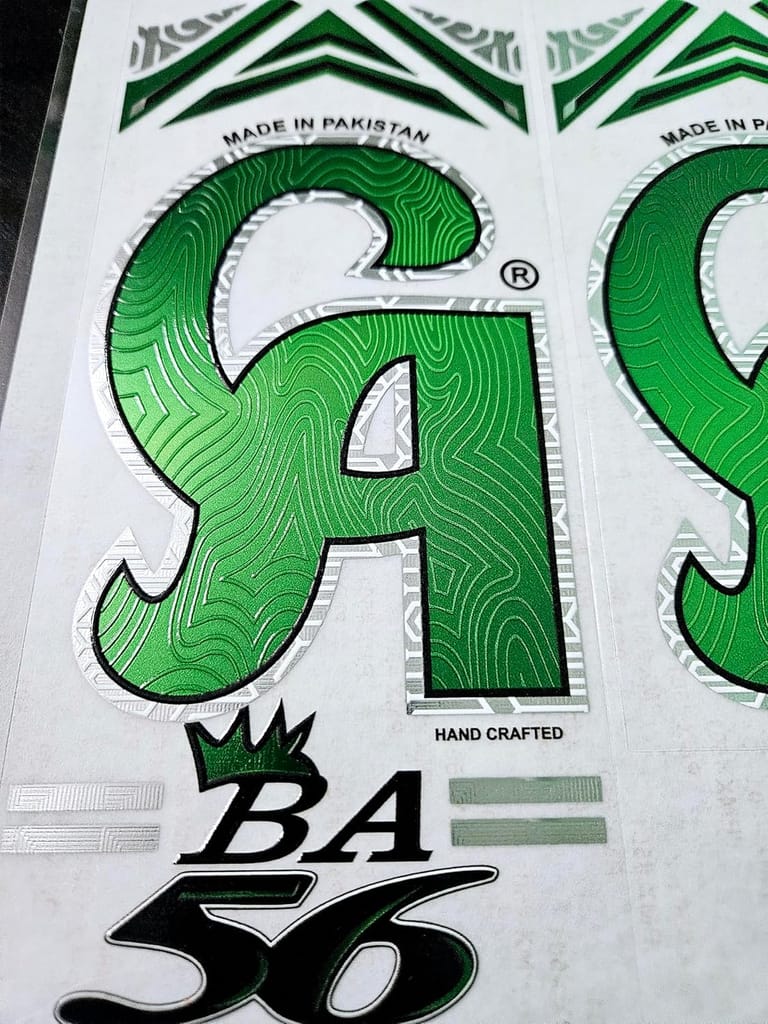 VR3 INTERNATIONAL | Cricket Bat Sticker | 3D Digital Embossed CA Babar Azam Edition | English Willow | Green