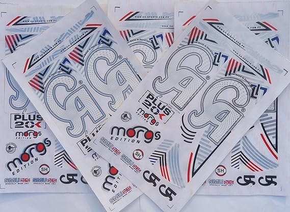 VR3 INTERNATIONAL | 3D CA Morgs Edition | English Willow | Embossed Cricket Bat Sticker | White