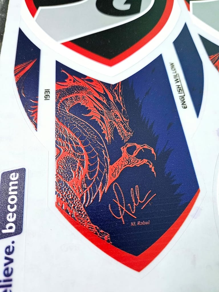 VR3 INTERNATIONAL | Cricket Bat Sticker 4D Digital Embossed English Willow Fiber Tape Sports Accessories Protection, Dragon Red