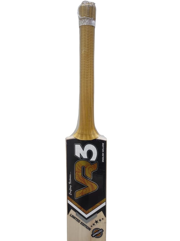 VR3 INTERNATIONAL | VR3 English Willow Cricket Bat, Grade A+ Professional, Natural Wood, 82.5 cm Length, 1200g