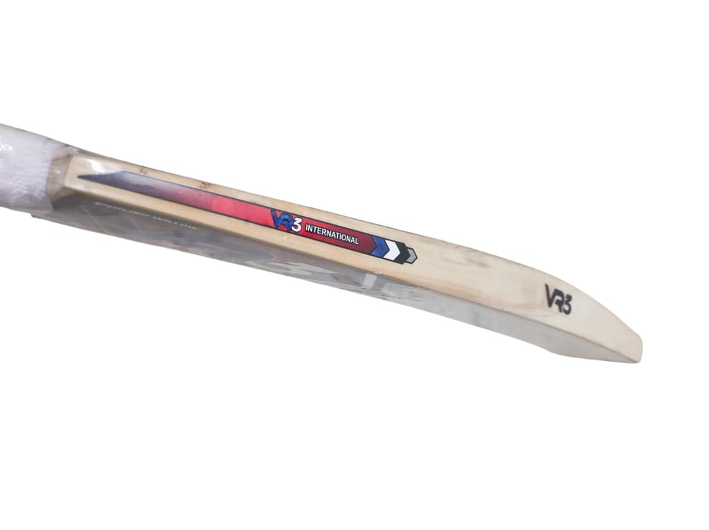 VR3 INTERNATIONAL | VR3 Player Edition English Willow Cricket Bat, Grade A+ Professional, Leather Ball, 1200g, Natural Wood