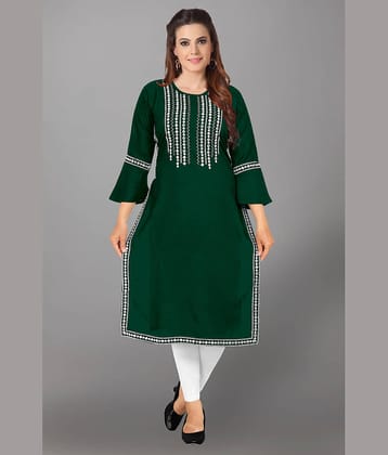 Kapadia - Green Rayon Women's Straight Kurti ( Pack of 1 )