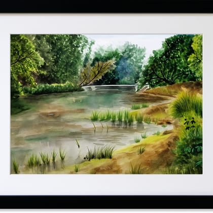 Tranquil Riverside – Handcrafted Nature-Inspired Wall Art