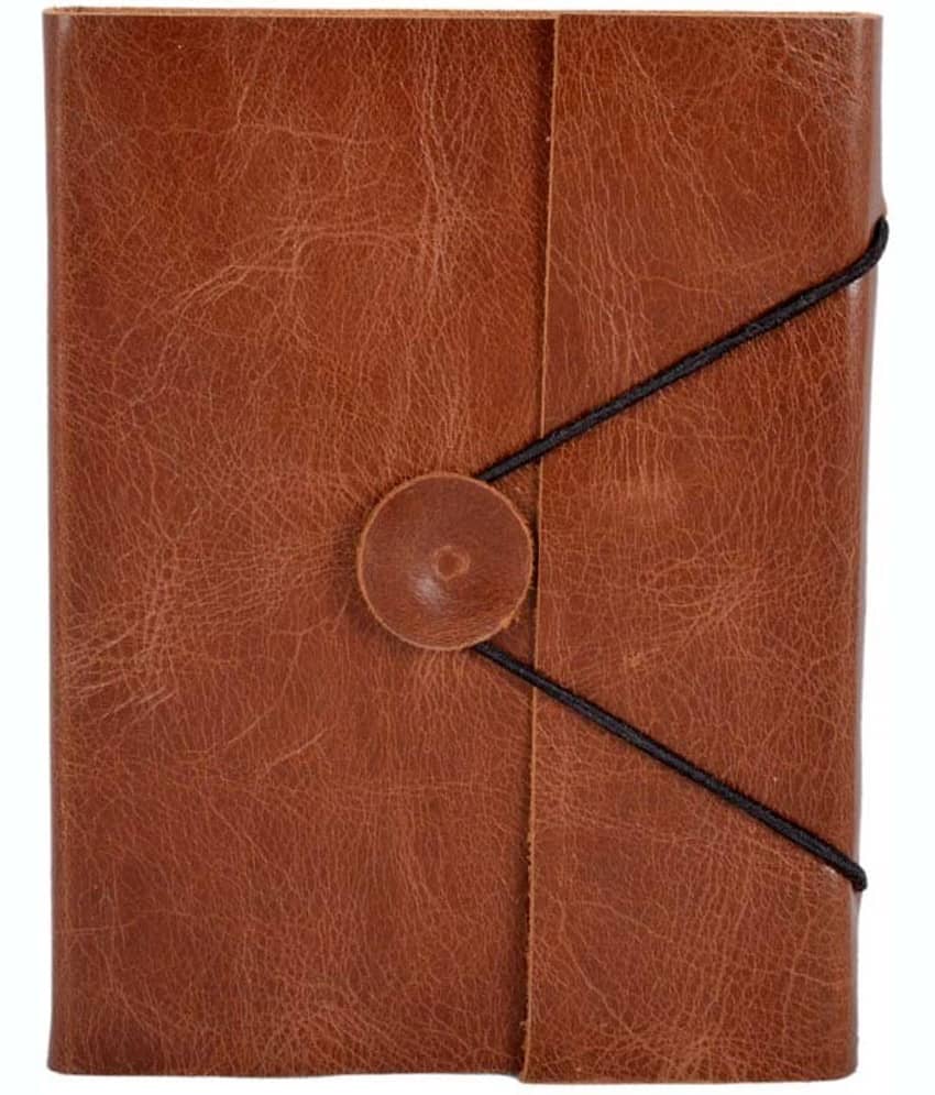 soft leather diary with button Regular Diary UNRULED 200 Pages (Brown)