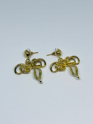 Elegant Gold-Plated Bow Knot Drop Earrings for Women