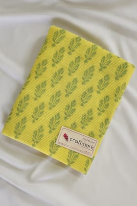 Craftmark Hand Block Printed Yellow Green Cotton Fabric