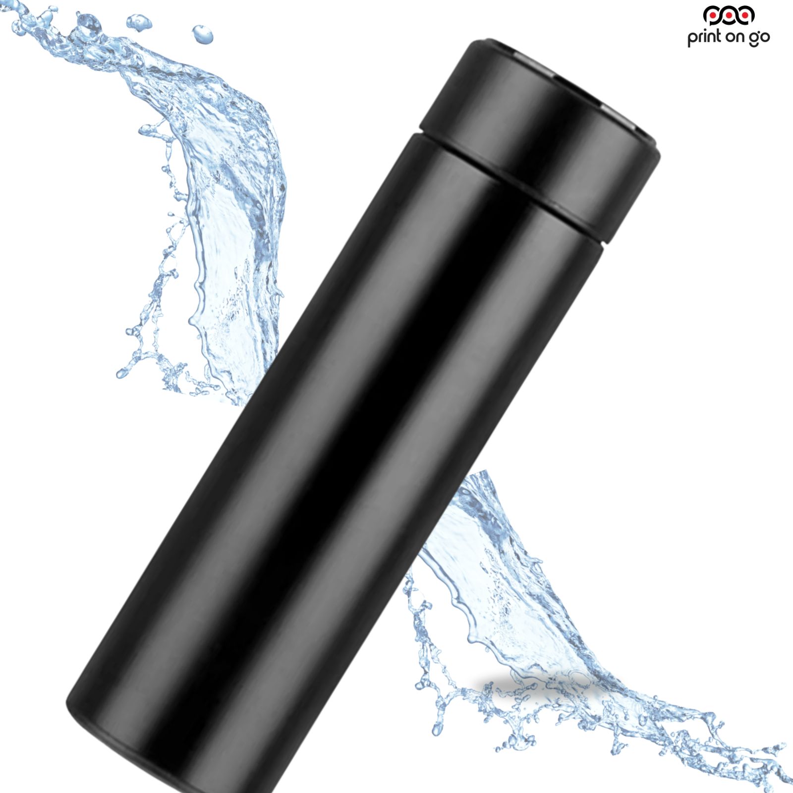 Smart LED Temperature Display Insulated Water Bottle - Black, Leak-Proof