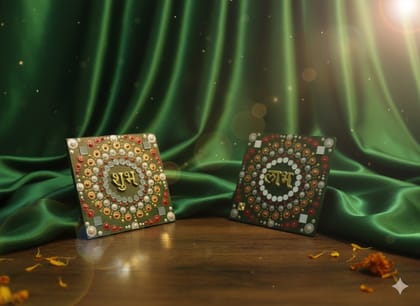 Handmade Shubh Labh Decorative Wall Plaques Set for Home Decor