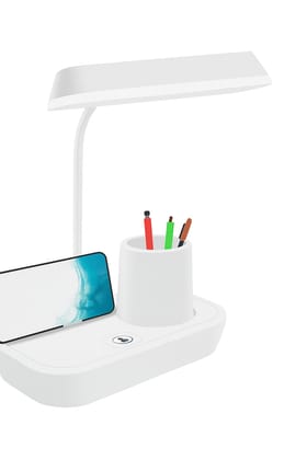 Multi-Functional LED Table Lamp with Pen Holder & Phone Stand, Dimmable, 12 Hr Battery