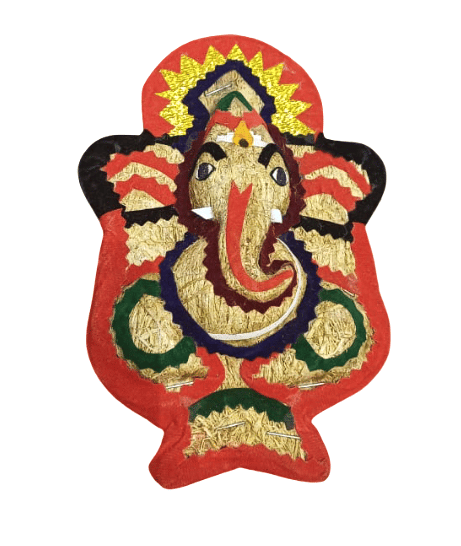 Handcrafted Decorative Ganesha Wall Hanging with Gold & Red Accents