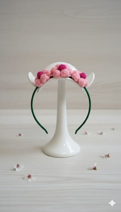 Charming Pink Crocheted Flower Headband for Girls & Women