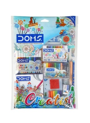 DOMS CREATIST KIT/ Comes with Handy plastic carry Bag/ Gifting range for Kids /Return gift for kids/Kit for school Essential