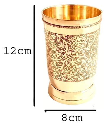 Mii Art Brass Glass for Drinking/Gift & decoretion(Size-Large 350 ml) Pack of 2 pcs