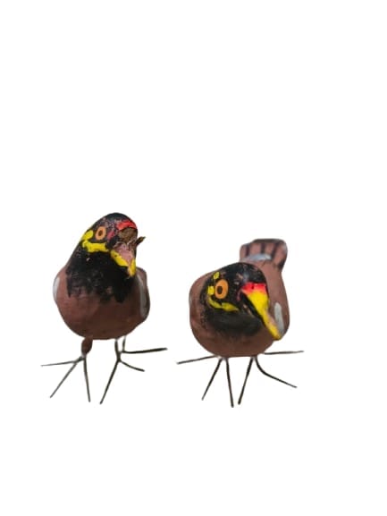 Decorative Myna Bird Figurines Pair - Handcrafted Home Decor