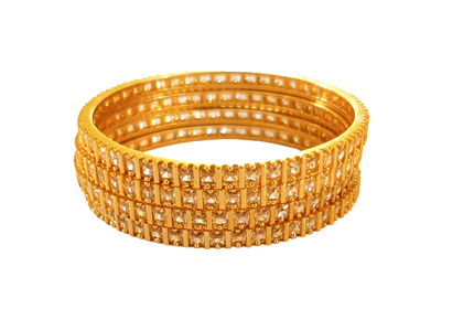 Elegant Gold Plated Cubic Zirconia Stackable Bangle Set (Set of 4)
